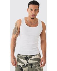 BoohooMAN - Muscle Fit Ribbed Vest - Lyst
