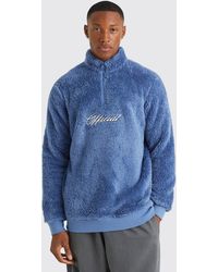 Boohoo - Official Piping Borg 1/4 Zip Funnel Sweat - Lyst