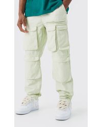 BoohooMAN - Straight Leg Multi Cargo Ripstop Trouser With Tonal Branding - Lyst