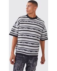 BoohooMAN - Oversized 3d Jacquard Knitted T-shirt - Lyst