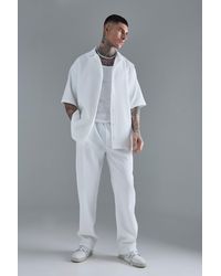 BoohooMAN - Tall Oversized Short Sleeve Pleated Shirt & Straight Trouser - Lyst