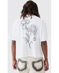 BoohooMAN - Oversized Boxy Heavyweight Printed Line Rose T-shirt - Lyst