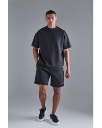Boohoo - Oversized Scuba T-Shirt & Relaxed Short Set - Lyst