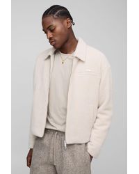 Boohoo - Boxy Fit Textured Harrington Jacket - Lyst