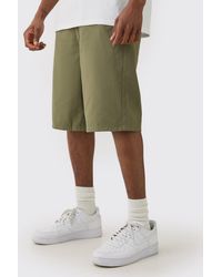 BoohooMAN - Tall Fixed Waist Khaki Relaxed Fit Shorts - Lyst