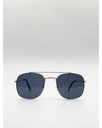 BoohooMAN - Svnx Metal Frame Aviator Style Square Sunglasses - Lyst