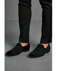 BoohooMAN Velour Quilted Loafer - Black
