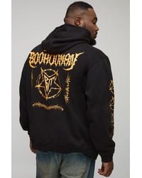 BoohooMAN - Plus Oversized Gothic Man Print Hoodie - Lyst