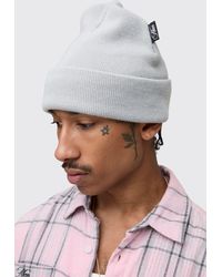 BoohooMAN - Ribbed Beanie With Woven Tab - Lyst