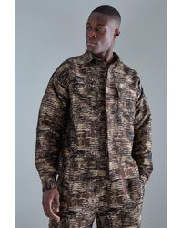 BoohooMAN - Strukturiertes Camouflage Overshirt mit Tasche - Lyst