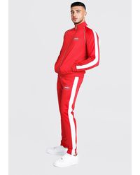 boohooman red joggers