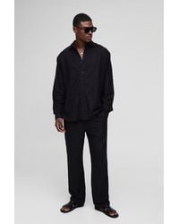 BoohooMAN - Super Oversized Linen Blend Shirt & Relaxed Trouser Set - Lyst
