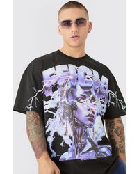 BoohooMAN - Oversized Extended Neck Official Large Graphic T-shirt - Lyst