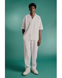 BoohooMAN - Oversized Short Sleeve Pleated Shirt & Straight Trouser - Lyst