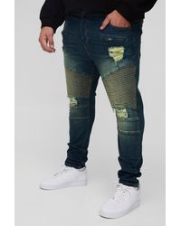 BoohooMAN - Plus Skinny Stretch Ripped Distressed Biker Jeans - Lyst