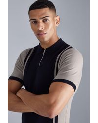 BoohooMAN - Short Sleeve Muscle Fit Colour Block Polo - Lyst
