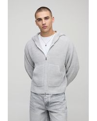 Boohoo - Boxy Fit Knitted Hoodie - Lyst