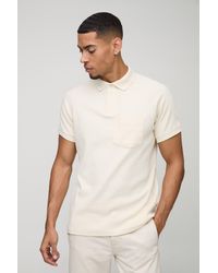 BoohooMAN - Regular Fit Jersey Rib Button Up Pocket Polo - Lyst