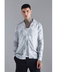 BoohooMAN - Long Sleeve Viscose Abstract Print Shirt - Lyst