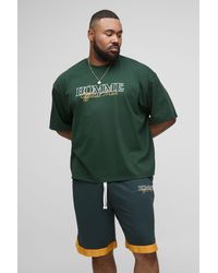 BoohooMAN - Plus Oversized Boxy Homme Landscape Print T-Shirt & Basket Ball Short Set - Lyst