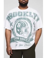 BoohooMAN - Plus Oversized Brooklyn Over The Seam Varsity Print T-shirt - Lyst