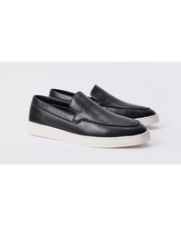 BoohooMAN - Pu Slip On Loafer In Black - Lyst