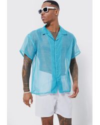 BoohooMAN - Short Sleeve Boxy Sheer Shirt - Lyst