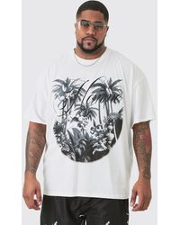 Boohoo - Plus Oversized Palm Renaissance Print T-shirt In White - Lyst