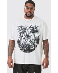 BoohooMAN - Plus Oversized Palm Renaissance Print T-shirt In White - Lyst