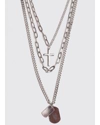 BoohooMAN Multi Layer Chain Necklace - Metallic