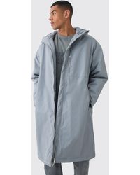 BoohooMAN - Oversized Padded Tech Longline Mac In Grey - Lyst