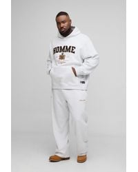 BoohooMAN - Plus Oversized Homme Varsity Applique Hooded Tracksuit - Lyst