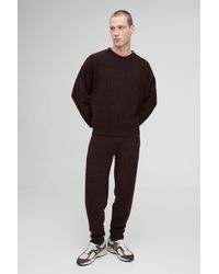 BoohooMAN - Oversized Boxy Boucle Basket Stitch Knitted Sweat Tracksuit - Lyst