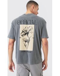 BoohooMAN - Oversized Wash Official Flower Print T-shirt - Lyst