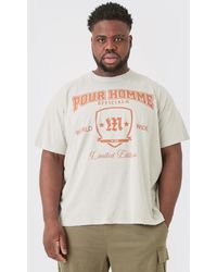 BoohooMAN - Plus Distressed Oversized Washed Varsity Print T-Shirt - Lyst