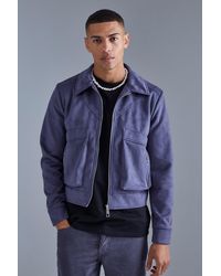 BoohooMAN - Boxy Faux Suede Collared Jacket - Lyst