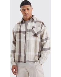 BoohooMAN - Oversized Split Hem Brushed Check Overshirt - Lyst