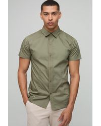BoohooMAN - Stretch Fit Basic Short Sleeve Collared Shirt - Lyst