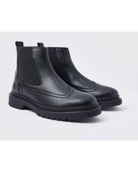 BoohooMAN - Faux Leather Chelsea Boots With Track Sole - Lyst