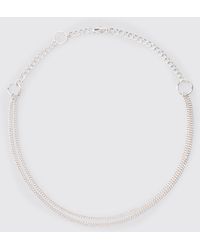 BoohooMAN - Loop Detail Metal Chain Necklace In Silver - Lyst