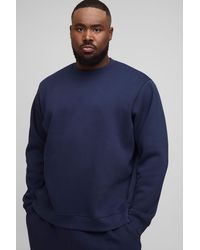 BoohooMAN - Plus Basic Regular Fit Crew Neck Sweatshirt - Lyst