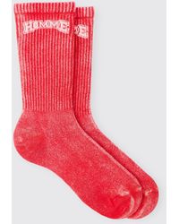 Boohoo - Acid Wash Socks In Red - Lyst
