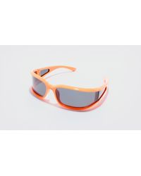 Boohoo - Wrap Around Rectangle Sunglasses In Orange - Lyst