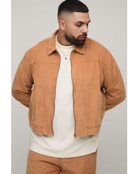 BoohooMAN - Plus Washed Cord Relaxed Boxy Worker Jacket - Lyst