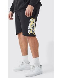 BoohooMAN - Plus Loose Fit Ofcl Short In Black - Lyst