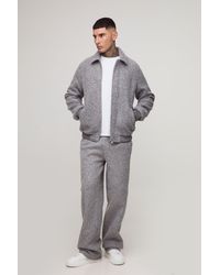 BoohooMAN - Tall Wool Look Regular Fit Collared Bomber Jacket - Lyst