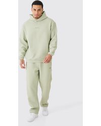 BoohooMAN - Quilted Herringbone Oversized Man Embroided Hooded Tracksuit - Lyst