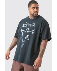 Boohoo - Plus Oversize Nirvana License T-Shirt Black - Lyst