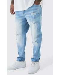 BoohooMAN - Plus zerrissene gebleichte Skinny Jeans mit Farbspritzern - Lyst