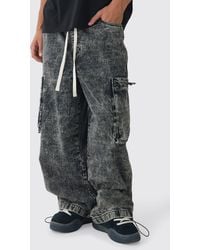 BoohooMAN - Parachute Cargo-Jeans mit elastischem Bund und Acid-Waschung - Lyst